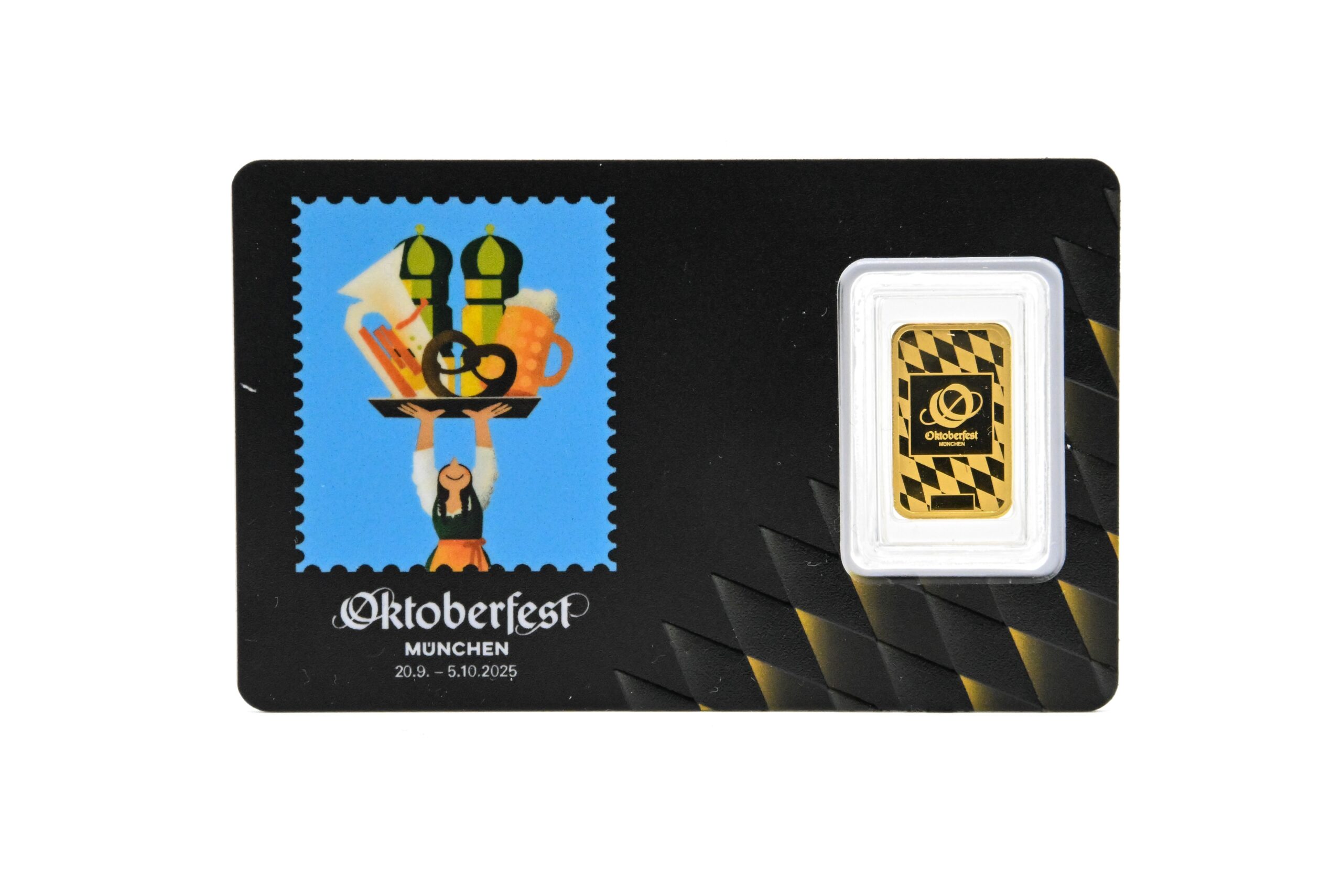 2g Oktoberfest München Goldbarren Vorderseite mit Motiv 2025